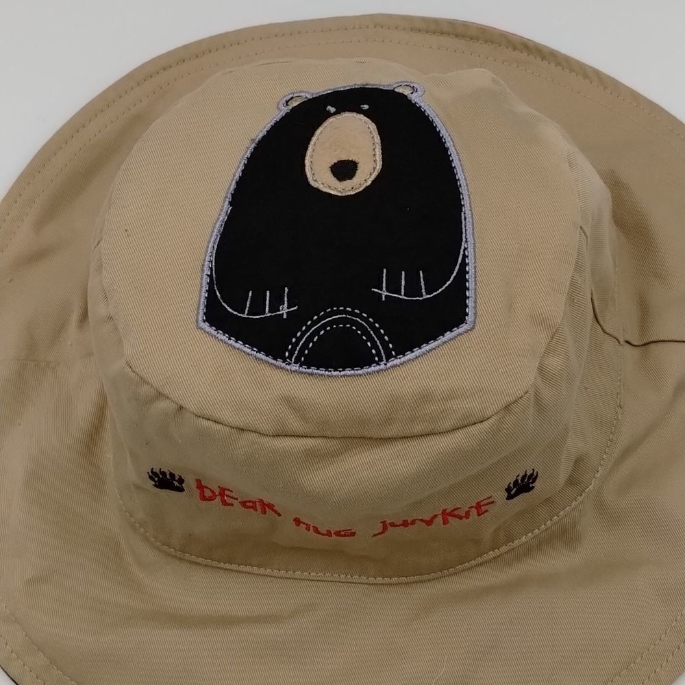 Flap Jack kids Reversible Hat for Kids Red Plaid and Tan Moose/Bear unisex